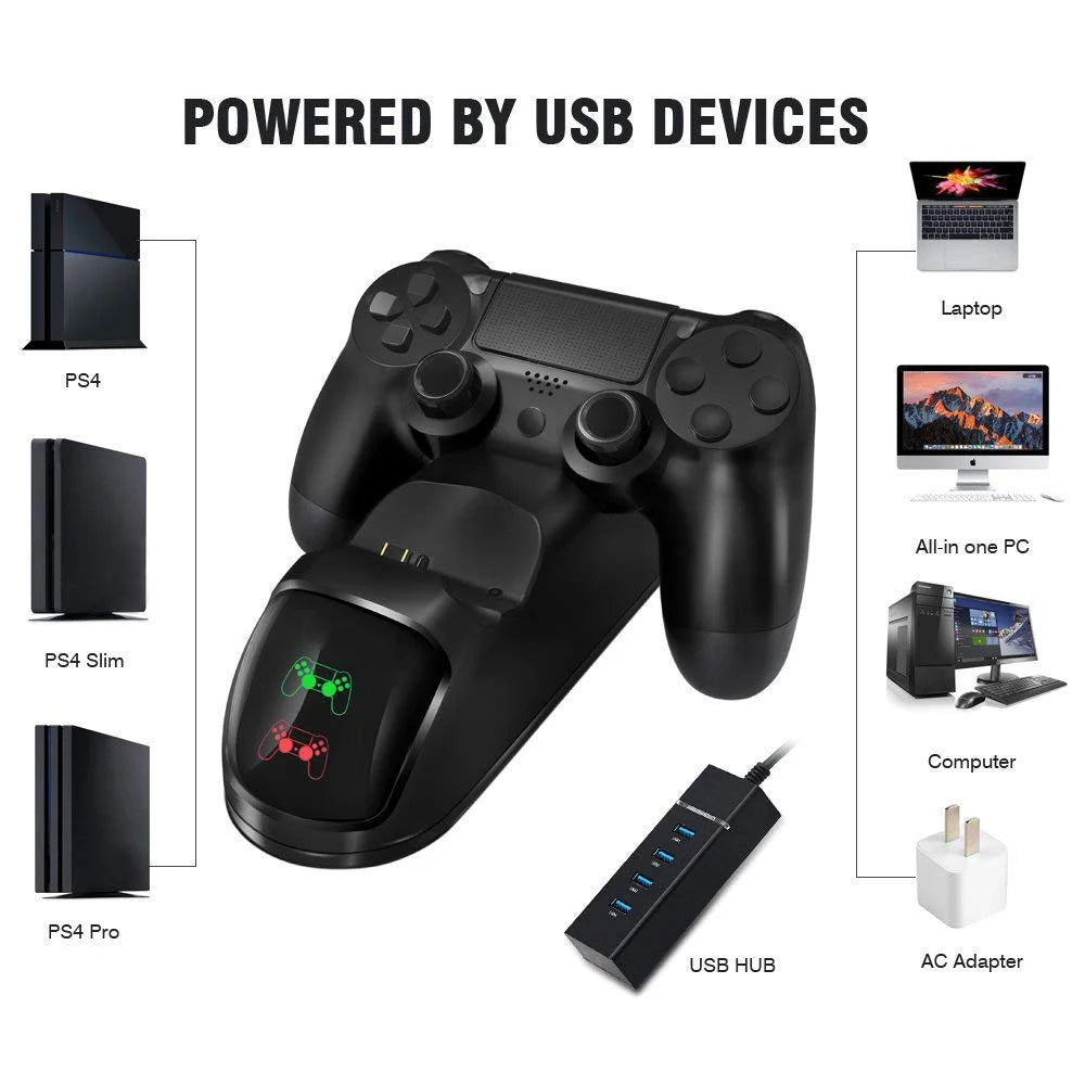Dual Controller Charger For PS4 Slim Pro USB Fast Charging Dock Station with LED Indicator For Playstation 4 Dualshock 4 Gamepad